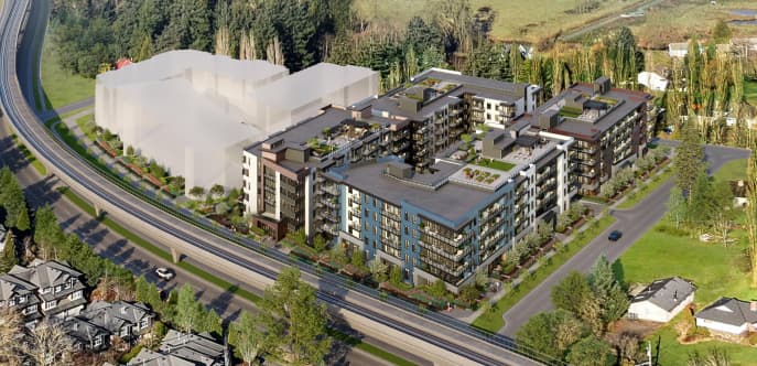 Developer aerial rendering of Atlin and Clayton Crest