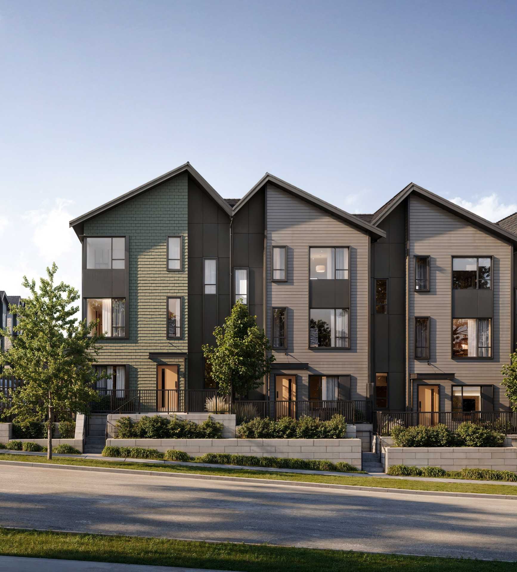 Official exterior rendering of Salton townhomes