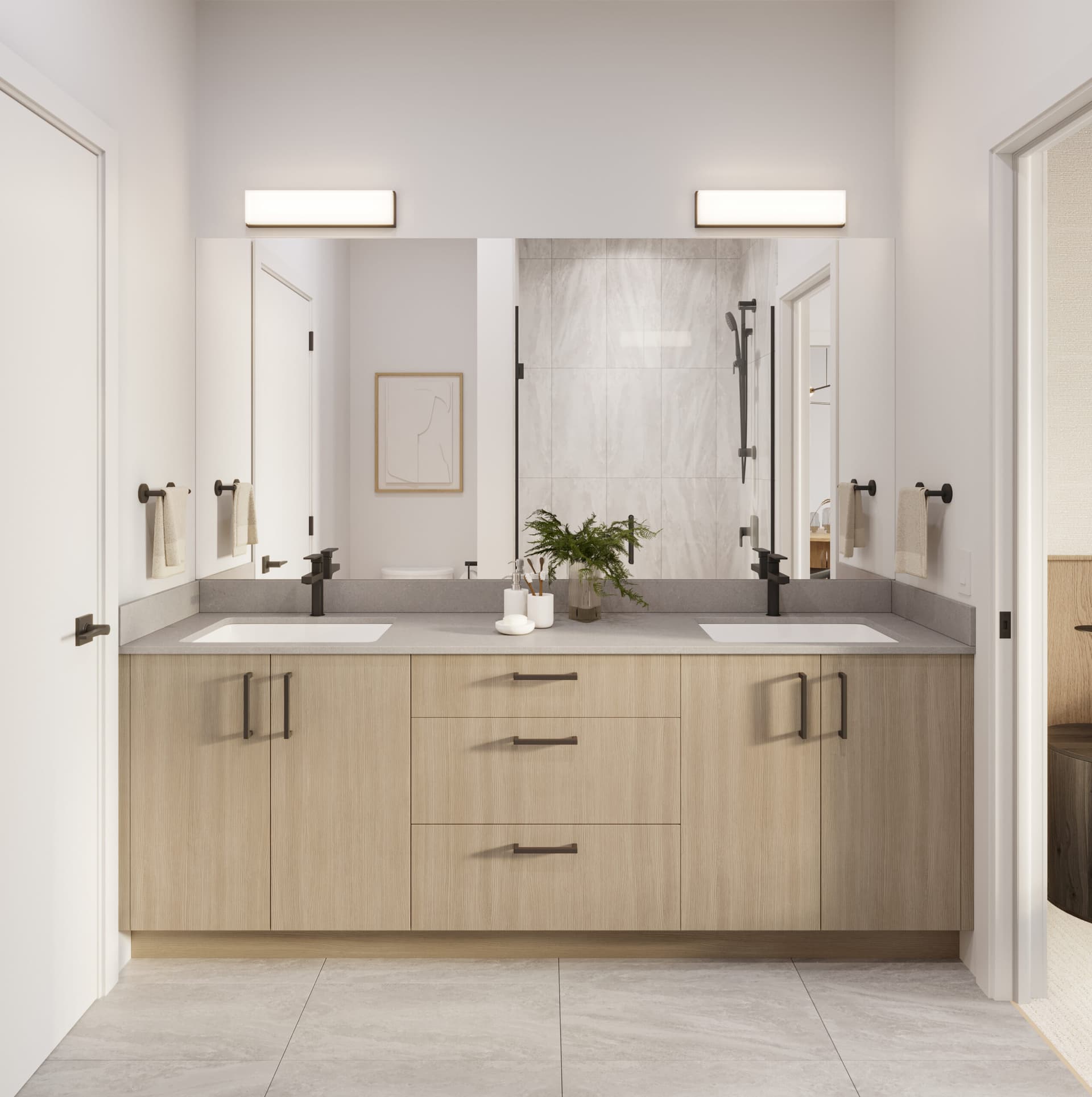 Developer photograph of an ensuite at The Commons