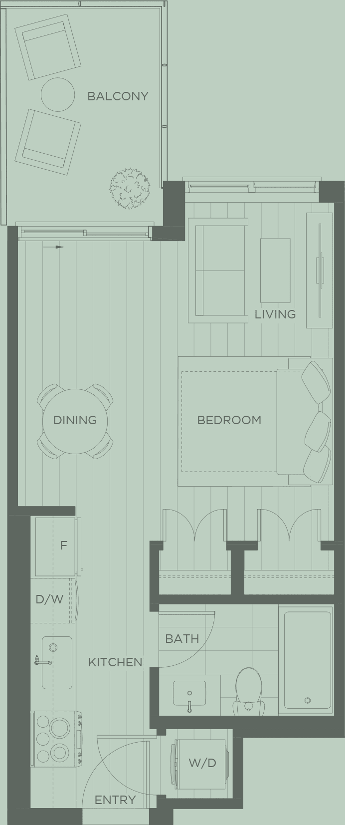 City Corners S1 studio floorplan